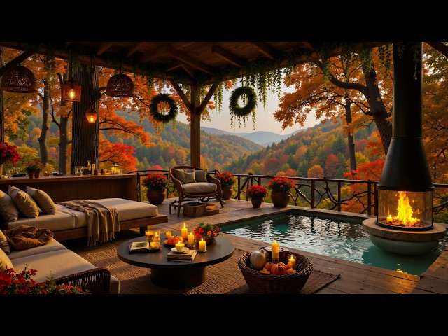 Serene Autumn Retreat Jazz | Soft Jazz Music with Cozy Firelight for Reading & Unwind