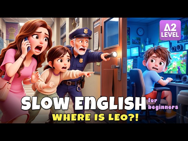 We Lost Leo at School... But He Hid to Play Games! 🎮| Slow English Story (A2 Level)