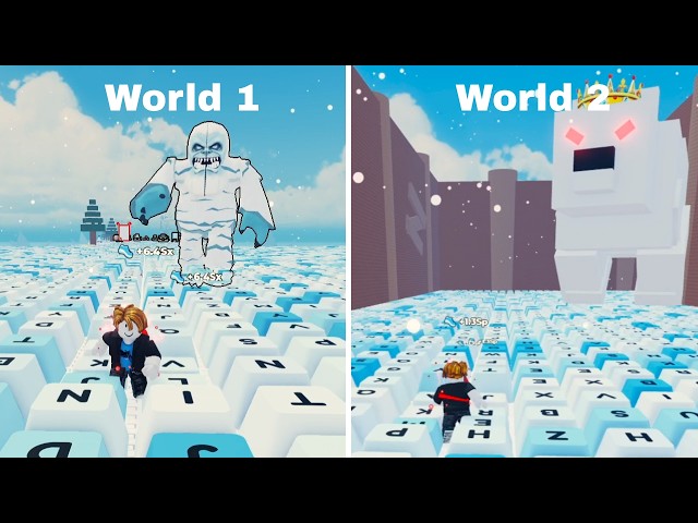 +1 Speed Snow Keyboard Escape - (World 1 + World 2) Full Gameplay Walkthrough | Roblox