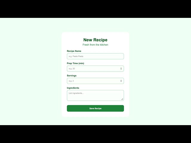 How To Create Recipe Form With HTML & CSS