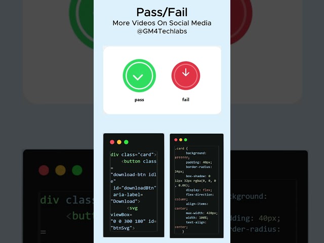Creative Animated Download Status Buttons (Pass vs Fail) | HTML CSS & JS Tutorial