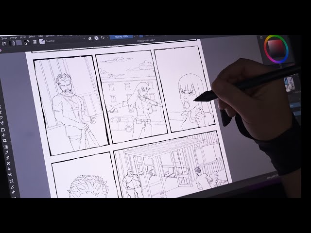 Drawing A Comic Page - Part 2: Lineart Of Background (Timelapse)