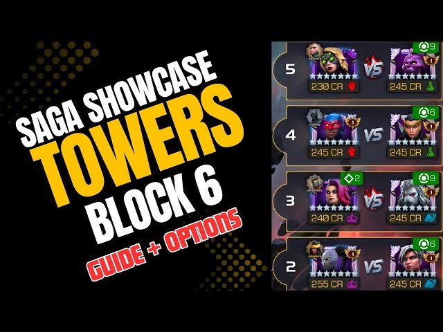 SAGA SHOWCASE TOWERS |Block 6 guide + best counters| - mcoc 