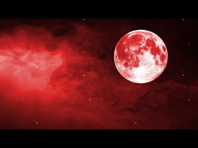 Full Moon Red Fog with Twinkling Stars Halloween 4K Motion Background Wallpaper Screen Saver