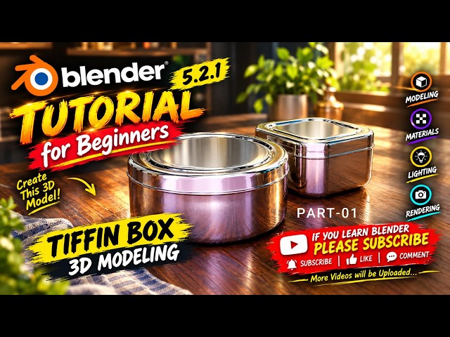 Blender 5.2.1 Tutorial for Beginners 🔥 | Create Your First 3D Model Step by Step!📽️005