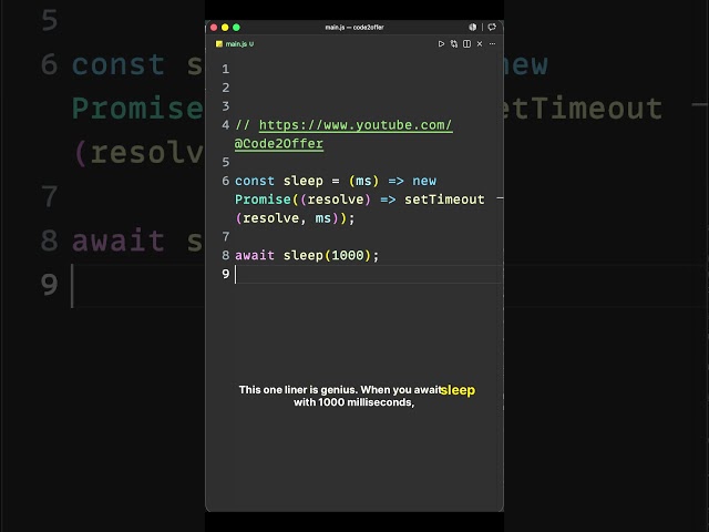 JavaScript Sleep Function: The One-Liner Every Dev Needs 💤 #shorts #youtubeshorts #viral #js