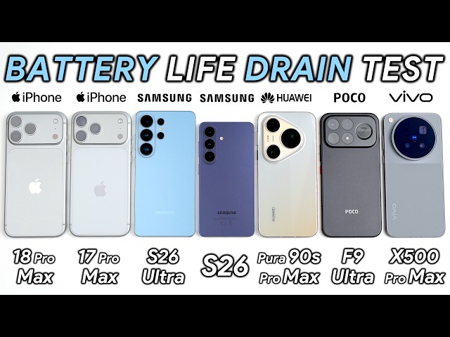 iPhone 18 Pro Max vs iPhone 17 Pro Max / Samsung / Huawei / POCO / Vivo Battery Life DRAIN Test!