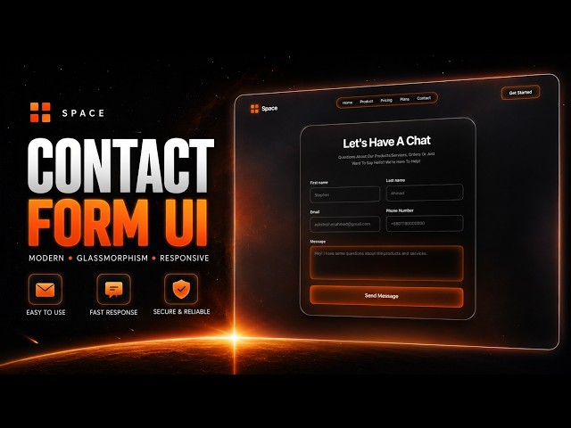 Modern Contact Form UI Design with HTML & CSS | Glassmorphism Web Design