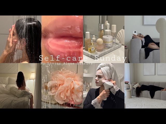 My Living Alone Diaries | Self-care Sunday, Everything shower routine, Skin care, Hair care...🤍🫧🎀