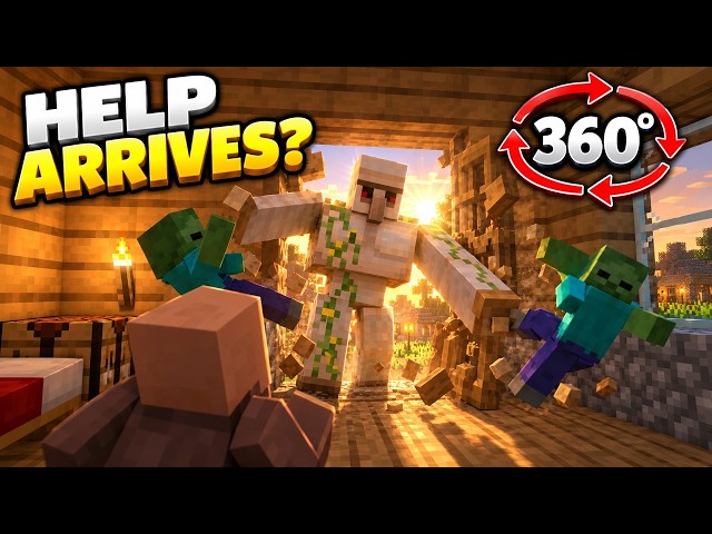 Can a Villager Survive a Zombie Siege? (Minecraft 360°)