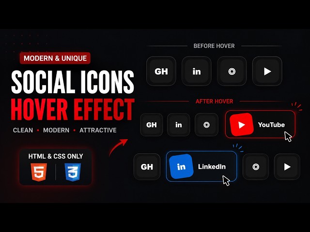 Modern Social Media Icons with CSS Hover Effects | HTML & CSS