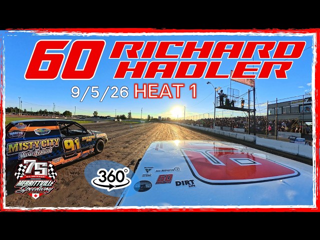 9/5/26 360 video - HEAT 1 Onboard with 60 Richard Hadler MINI STOCK  RACE at Merrittville Speedway