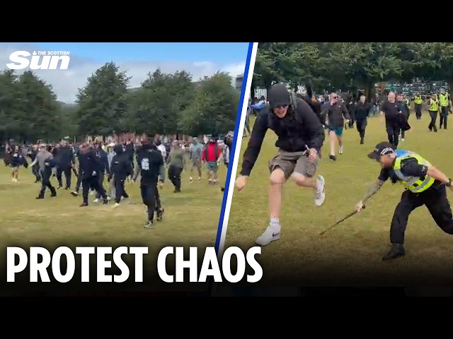 Glasgow immigration protests descend into chaos as police clash with protesters