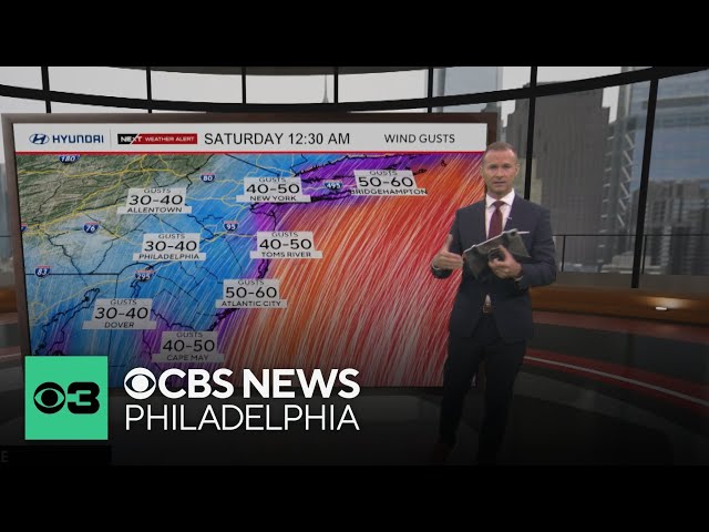 Rain, gusty winds from nor'easter to hit entire Philadelphia region