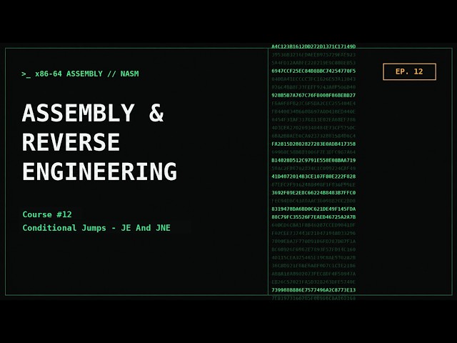Assembly Programming & Reverse Engineering Course — Conditional Jumps JE And JNE # EP  12