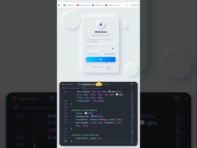 🔥 Modern Login & Sign Up Form UI using HTML & CSS! #shorts #html #css #javascript