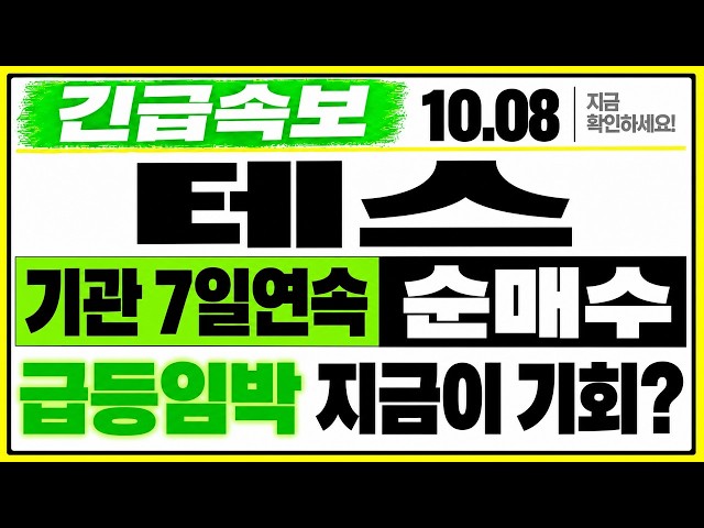 [테스 주가전망] ETF 리밸런싱 직격탄! 외인 22만 주 쓸어 담은 진짜 이유!