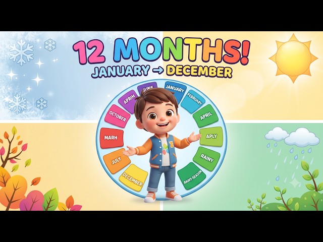 Learn the 12 Months of the Year 🌈 January to December | Months & Seasons for Kids
