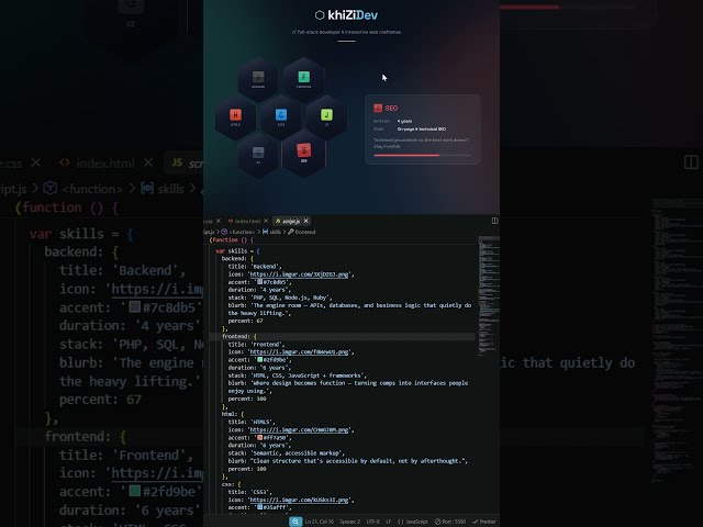 This Portfolio Section Reveals Skills in Hexagons 🚀