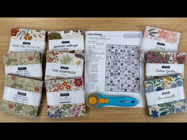 Charm Monday uses NINE CHARM PACKS (or use your scraps!) to create a wonderfully scrappy quilt