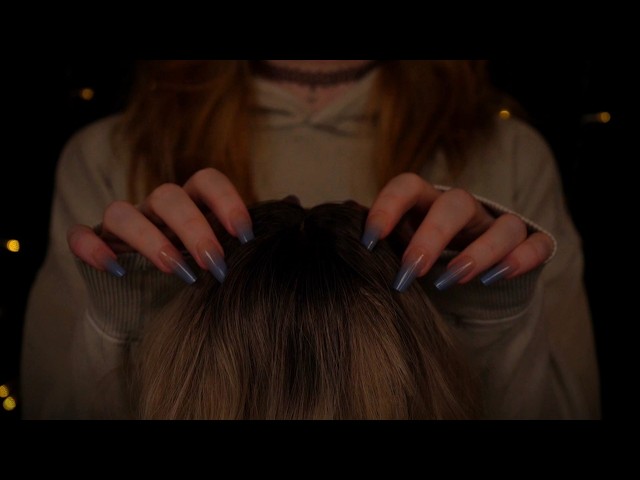 ASMR | close up Head & Scalp Attention for Deep Sleep - Scratching, Massage, no Talking, Fireplace