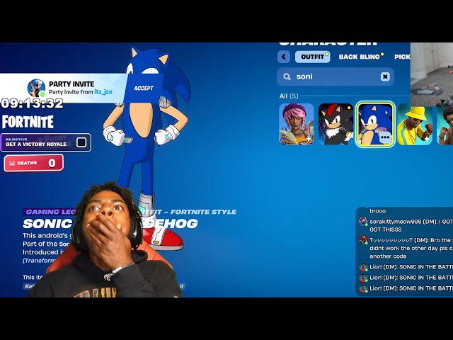 iShowSpeed Reacts To The Sonic Fortnite Skin
