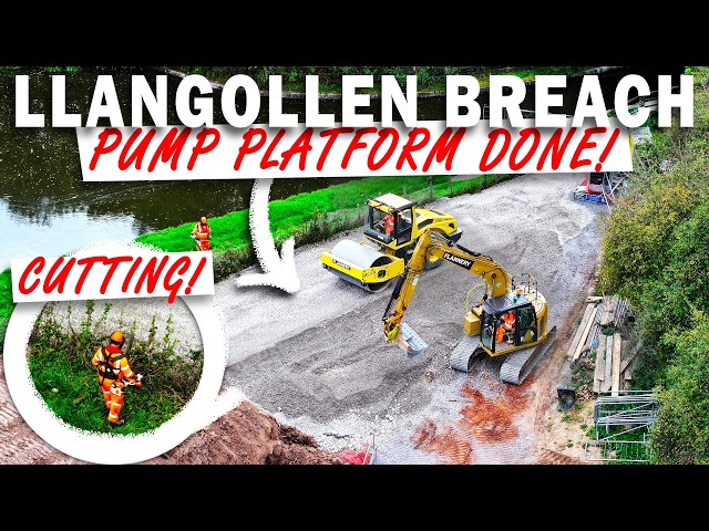 HUGE PUMP Platform Complete! But Why So HIGH? Clearing Vegetation! Llangollen Canal BREACH Update