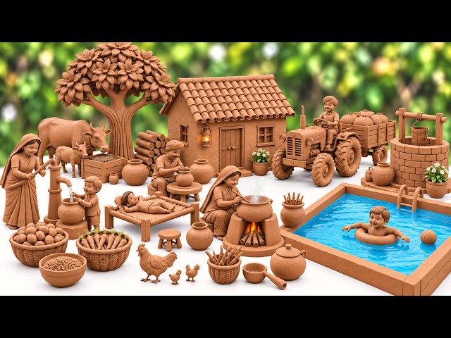 12 Cute Tiny Kitchen Set DIY | How to Make Miniature Mitti Bartan | Handmade Clay Kitchen Set
