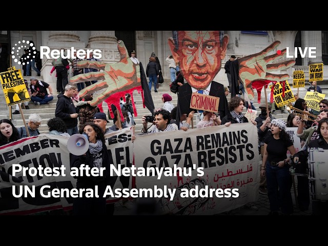 LIVE: Protest after Netanyahu's UN General Assembly address