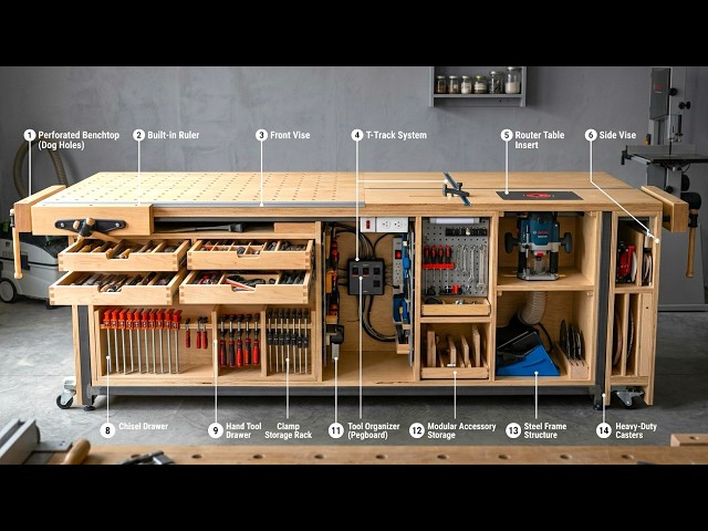 1 Month in 10 Minutes! This Skillful Man Build a Workbench With 20 Functions