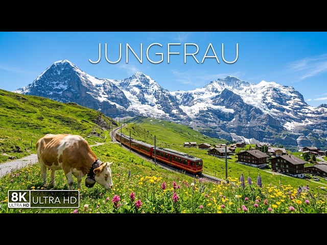 Jungfrau 8K - Top of Europe, Swiss Alps, Snowy Peaks & Calming Music for Deep Sleep