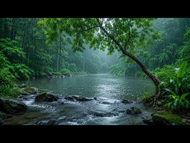 Relaxing Rain on the Lake in the Forest 🌧️ Helps Calm the Mind, Promotes Deep Sleep