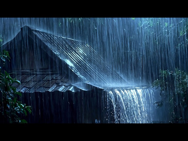 Fall Asleep FAST in 3 Minutes (NO ADS)  Heavy Rain on Tin Roof & Deep Rolling Thunder at Night