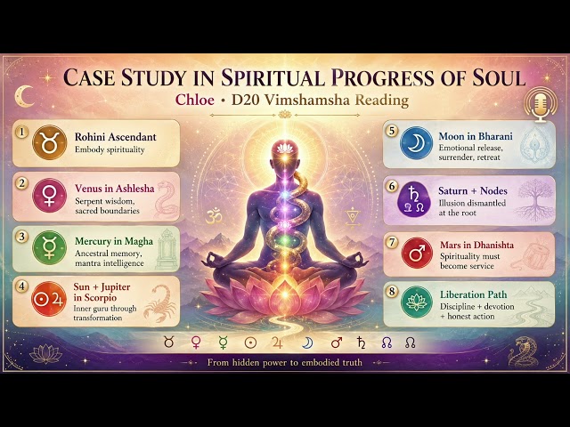 Chloe’s D20 Vimshamsha: Hidden Spiritual Power, Surrender and Liberation