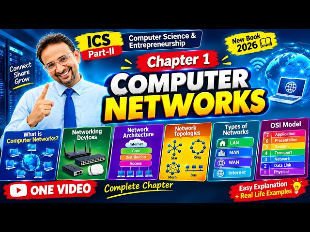 ICS Part-II Computer Networks | Types | Networking Devices | Network Topologies | OSI Model | ICS