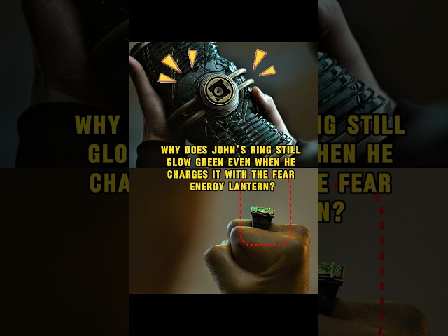 Why does John’s ring still glow green even when he charges it with the fear energy lantern?#dcu#fyp