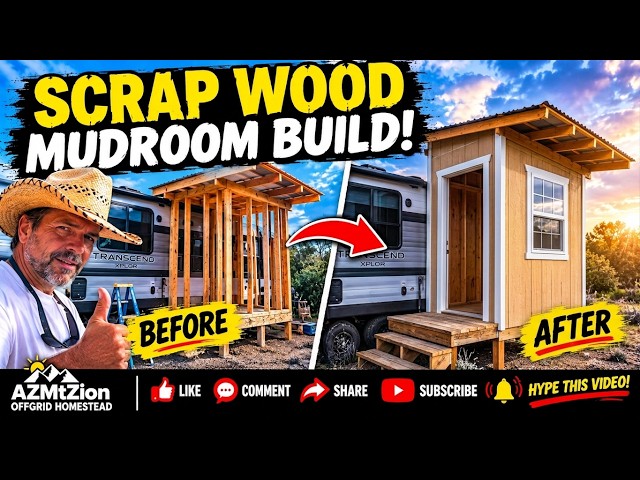 OFFGRID HOMESTEAD SUSTAINABILITY: Wind Nearly Ruined Our DIY Mudroom Build! 🌬️🏡