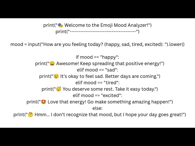 Python Beginner Project: Emoji Mood Analyzer (Perfect for New Coders!)