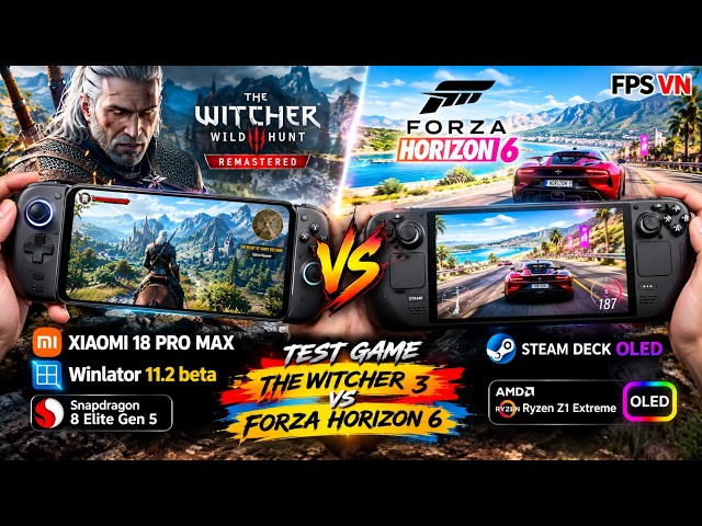 Xiaomi 18 Pro Max Winlator 11.2 beta & SteamDeck Oled Test Game The Witcher 3 Wild & Forza Horizon 6