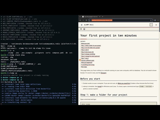 elamp: start your first stack in a few commands