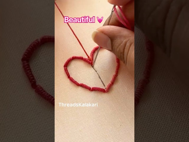 💗 Hand Embroidery designs - Heart Embroidery Design #shorts #embroidery #handmade