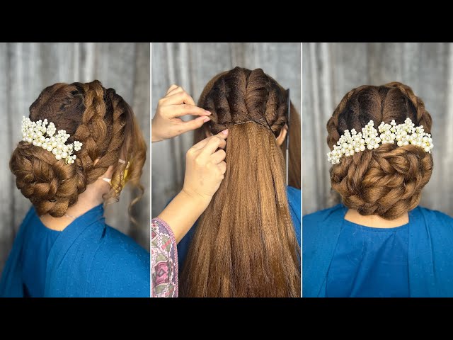 Step by step bridal bun hairstyle | easy wedding hair tutorial | party and wedding hairstyle |