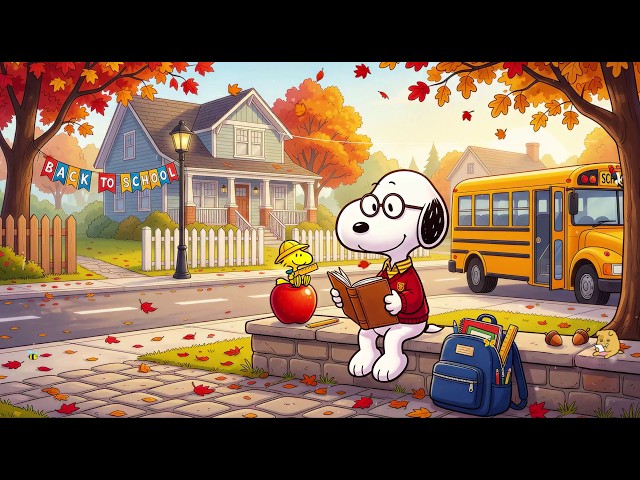 Snoopy's Happy Autumn Back to School Jazz 🍁☕ Relaxing Piano Music, School Bus & New Adventures