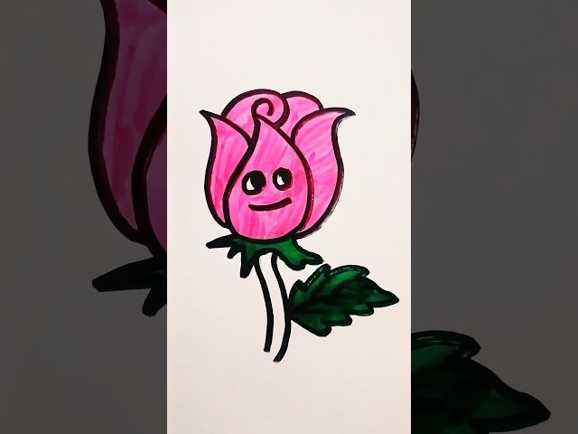 EASY ROSE DRAWING |#shorts #trending #drawing #viral #viralvideo #tutorial #asmr #explore