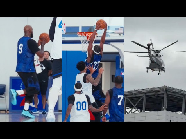 LeBron lobs to VJ Edgecombe & leaves in helicopter after Day 1 of training camp