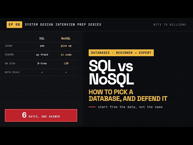 Ep 8 | SQL vs NoSQL: How to Actually Pick a Database (Full Guide) - Bits To Billions
