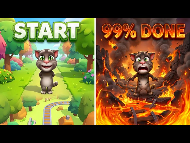 🔥 Tom Escape: Fire Run  😱 Talking Tom Survival!