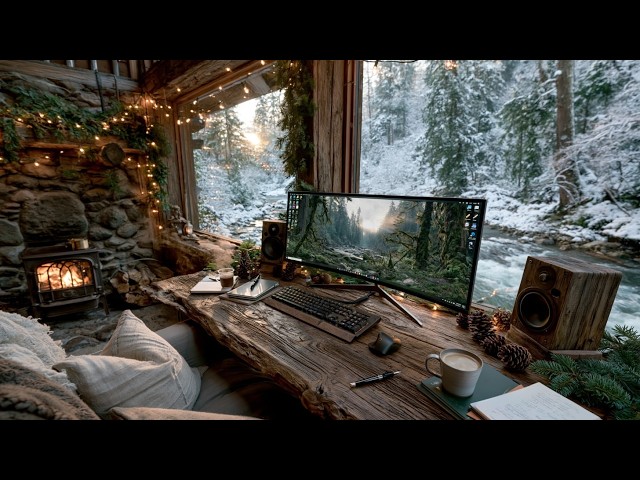 Deep Work Music In A Cozy Winter Cabin | Ambient Study Beats For Intense Focus And Productivity