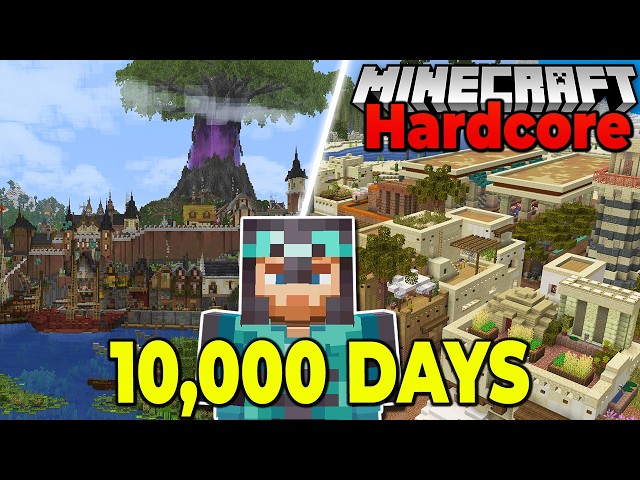 Touring my 10,000 DAY Hardcore Minecraft Forever World [FULL WORLD TOUR]
