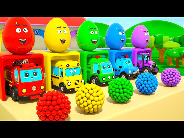 Sing and learn with toy cars and surprise eggs + More | 🌈Learn Colors for Kids | DuZoo Kids Songs